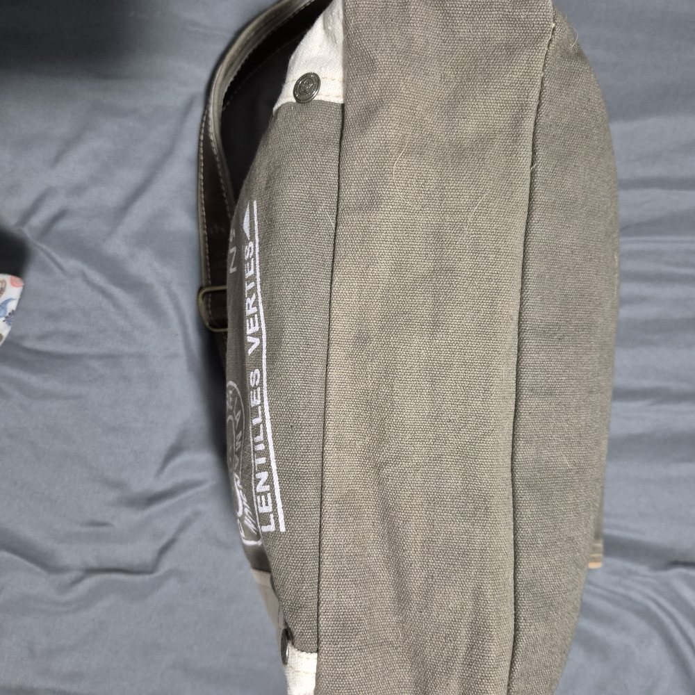 Myra Army Green, Creamy White Adustable Crossbody Messenger Bag - Picture 3 of 9